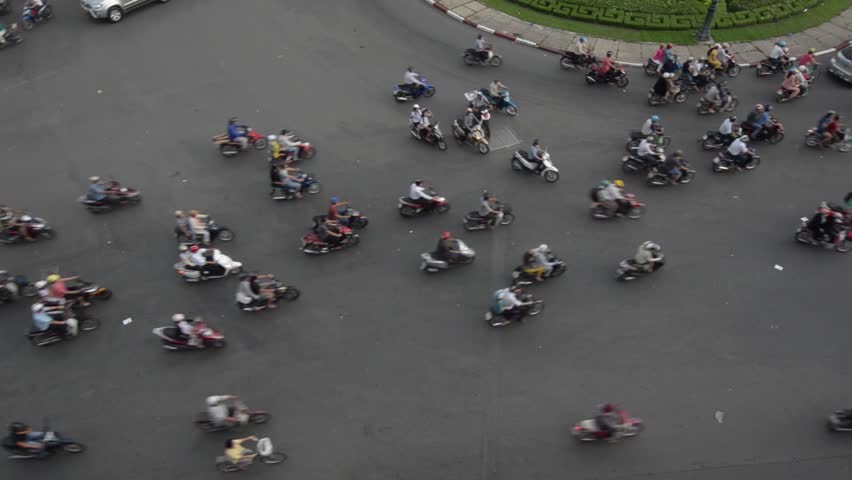 Heavy traffic at intersection, Saigon, Ho Chi Minh City, Vietnam, Asia