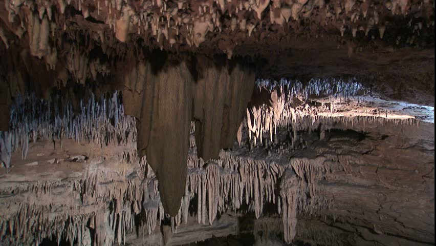 Pan and rack focus through stalactites