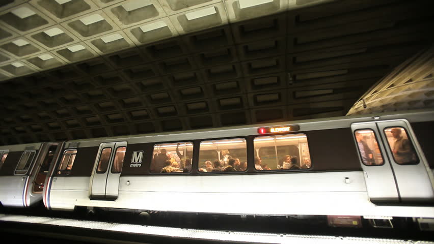 Washington DC - Circa 2009: A subway train in Washington DC in 2009. A metropolitan train taking off in Washington DC.