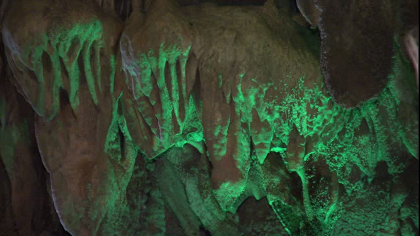stalactites and narrow cave passage in Carter Cave Kentucky