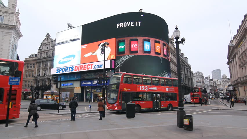 LONDON, UK APRIL 3rd: Piccadilly Circus on April 3rd, 2012. 
Picadilly circus with 2012 Olympic PowerAde ad. London, England.
