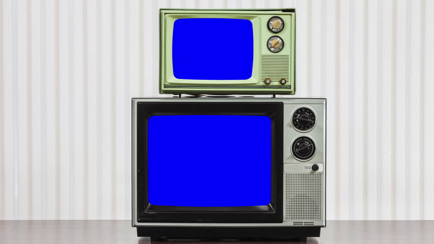 Old TV With A Green Screen In The Room, 3d Animation Stock Footage