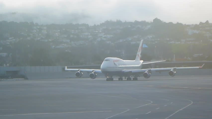 SAN FRANCISCO - CIRCA AUGUST 2010: British Airways airplane traveling on runway in preparation to depart from San Francisco SFO Airport.