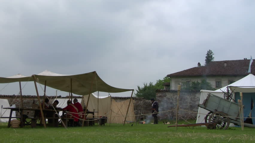 STAFFARDA, ITALY - CIRCA 2012: Reenactment of the battle fought during Nine Years' War in Piedmont-Savoy (northern Italy) on 18 August 1690. It was a victory for the French commander against the Duke of Savoy.