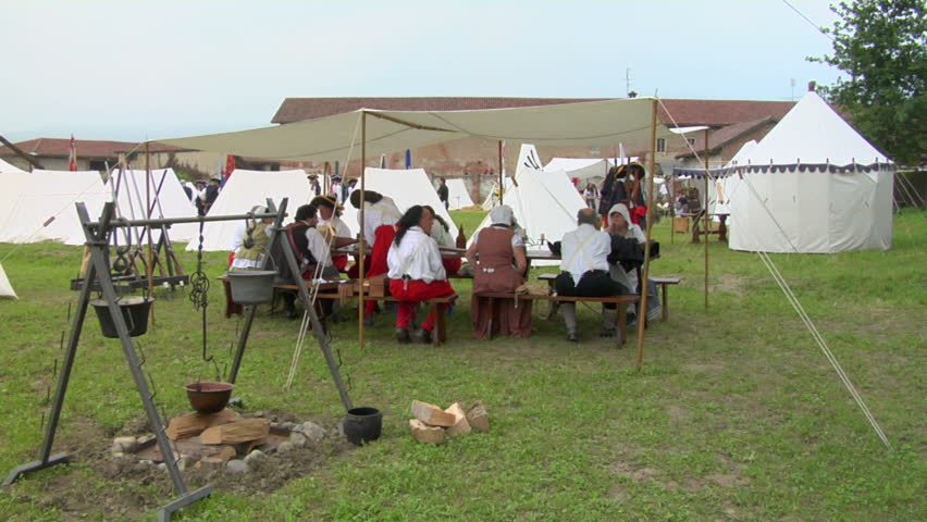 STAFFARDA, ITALY - CIRCA 2012: Reenactment of the battle fought during Nine Years' War in Piedmont-Savoy (northern Italy) on 18 August 1690. It was a victory for the French commander against the Duke of Savoy.