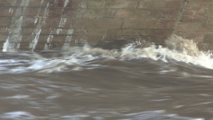 PIERCEBRIDGE, UK - SEPTEMBER 6:  River Tees in flood after unusually heavy summer rains. Summer 2008 is one of the wettest on record in the UK. HD.