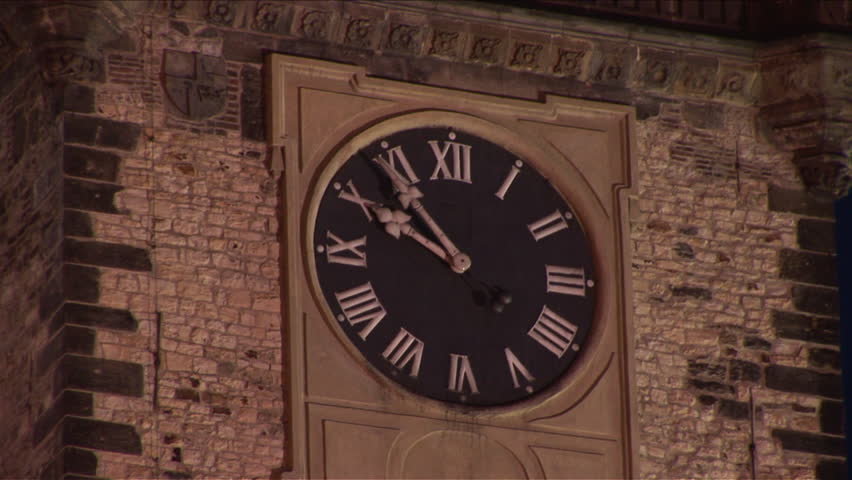 Extreme close view of clock in Old Town Square of Prague Czech Republic