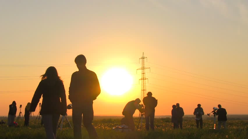 NOVOSIBIRSK , RUSSIA - JUNE 7. 2012 : Public observation of Venus - Sun transit on June 7, 2012 in Novosibirsk, Russia.