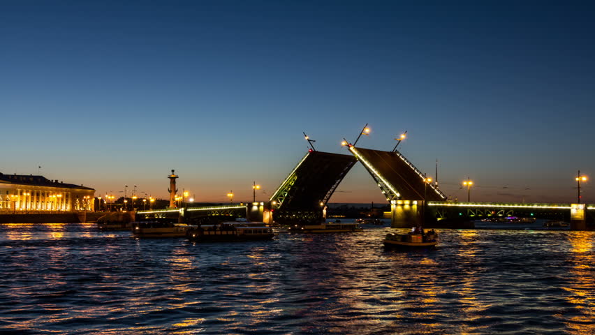 Palace Bridge drawning (Dvortsoviy Most), St. Petersburg, Russia  
