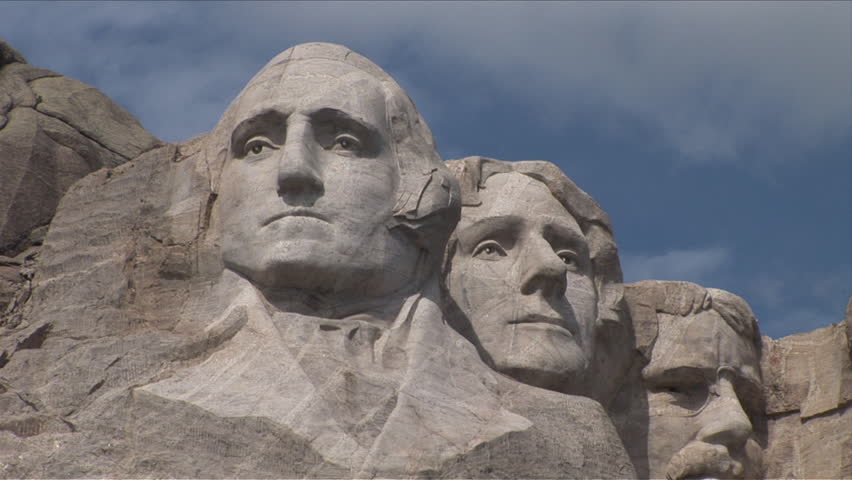 Close view of Mount Rushmore National Memorial with Washington front and center in South Dakota United States