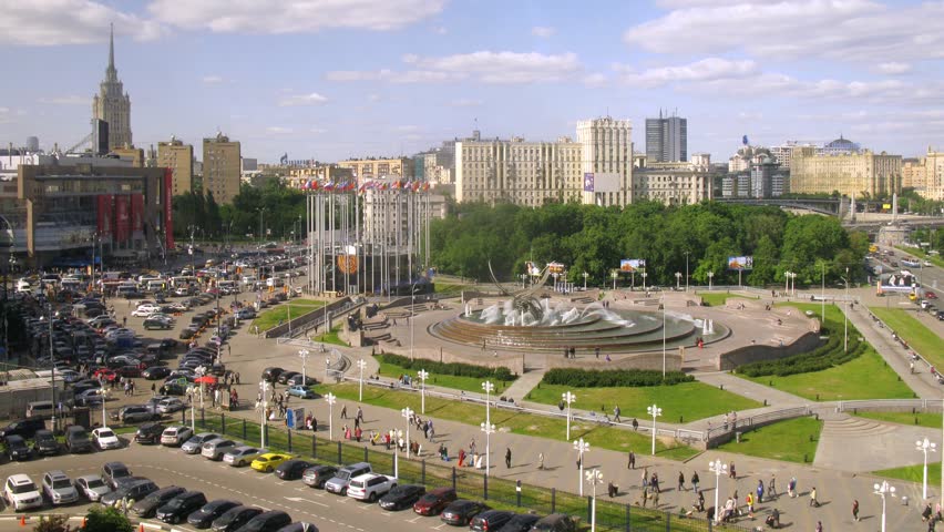 MOSCOW - MAY 24: (Timelapse View) Slavianskaya hotel is on square Europe in afternoon, on May 24, 2012 in Moscow, Russia