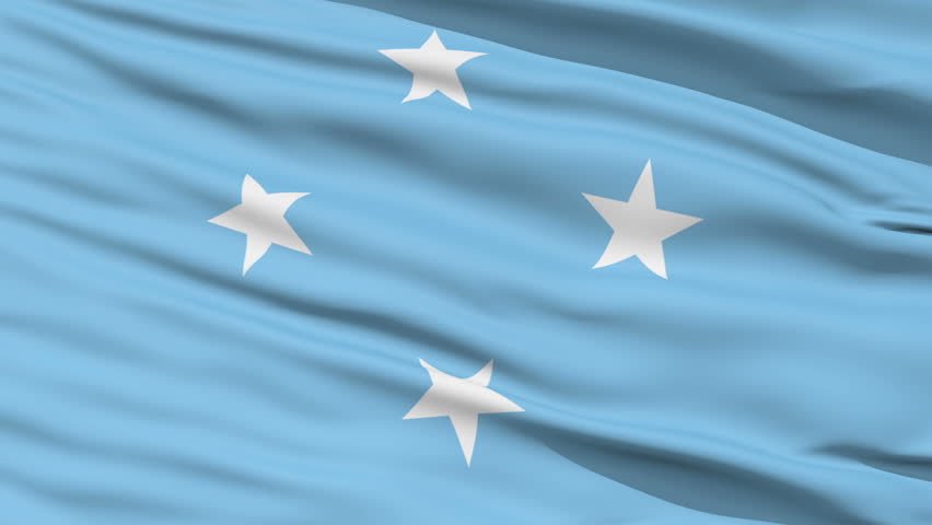 Closeup cropped view of a fluttering national flag of Micronesia