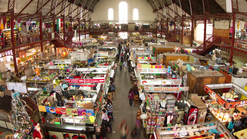 GUANAJUATO, MEXICO - CIRCA 2012: Timelapse view inside guanajuato food market, mexico circa 2012