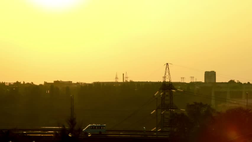 Cars at sunset timelapse