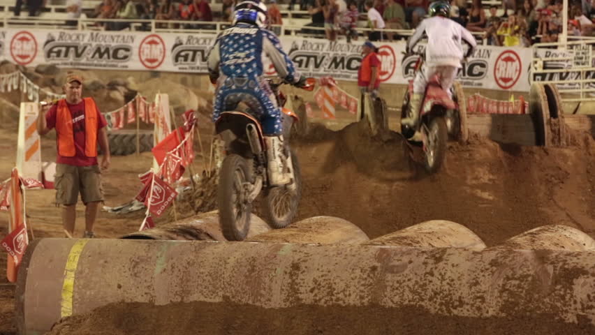 NEPHI, JUAB, UTAH JUN 2012: Crash extreme motorcycle motocross race. Economic boost to rural community Juab County extreme enduro. Amateur and pro level riders ride around a difficult obstacle course.