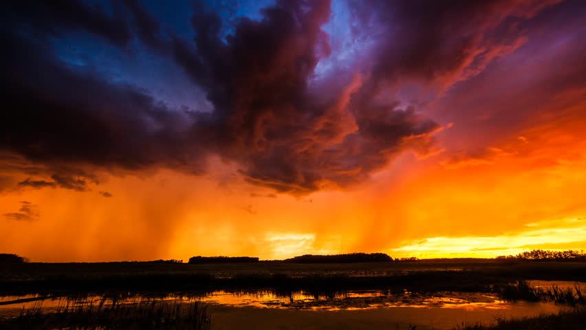 Storm Tracking Through the Sky During Sunset