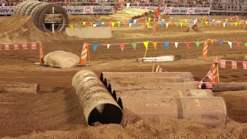 NEPHI, JUAB, UTAH 30 JUN 2012: Economic boost to rural community in annual race.  Four wheel ATV obstacle course race. Juab County extreme enduro. Difficult obstacle course with jumps, logs and rocks.