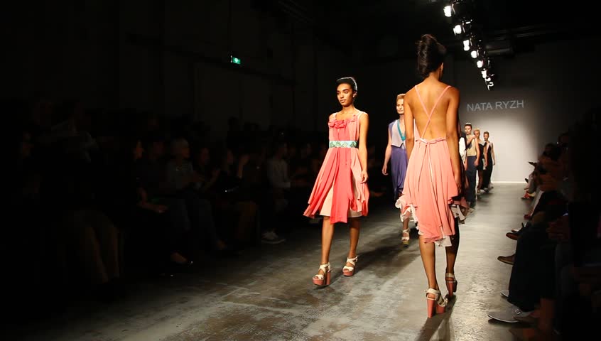 AMSTERDAM, THE NETHERLANDS - JULY 15: Models in Amsterdam Fashion Week present high fashion catwalk by Allan Vos and Nata Ryzh in Amsterdam, The Netherlands, July 15, 2012