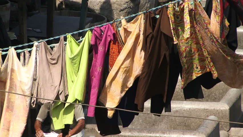Laundry drying in a slum in Mumbai India