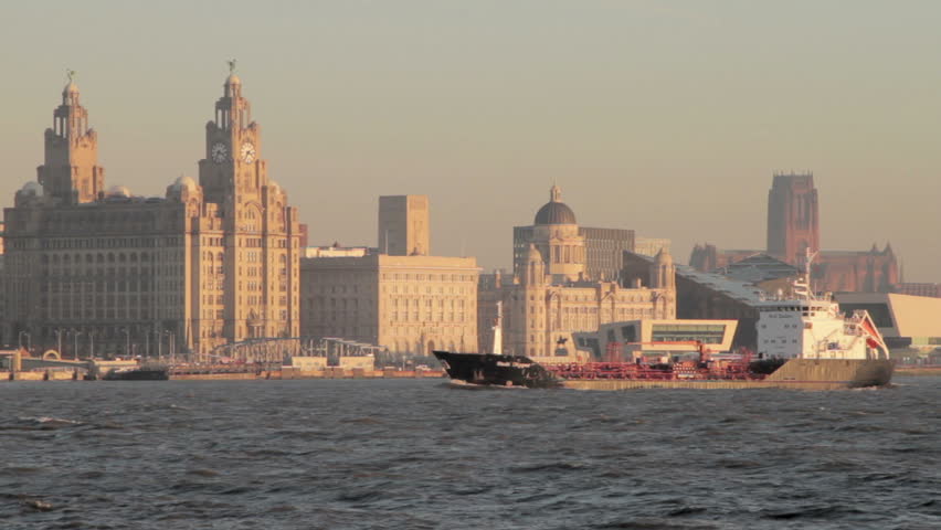 LIVERPOOL, MERSEYSIDE - JANUARY 16: The Stolt Dipper tanker sails past the Liverpool waterfront on its way out to sea on January 16, 2012 in Liverpool, England.