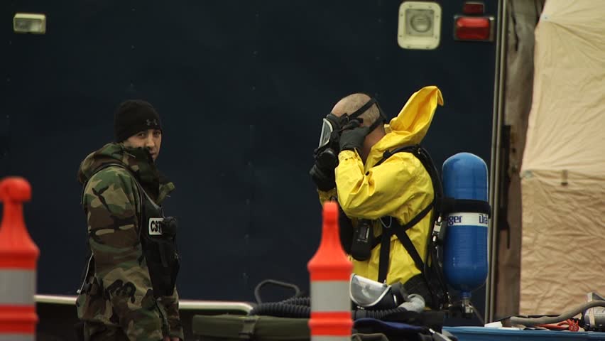PROVIDENCE, RHODE ISLAND - SEPTEMBER 16, 2010: Hazmat emergency response drill