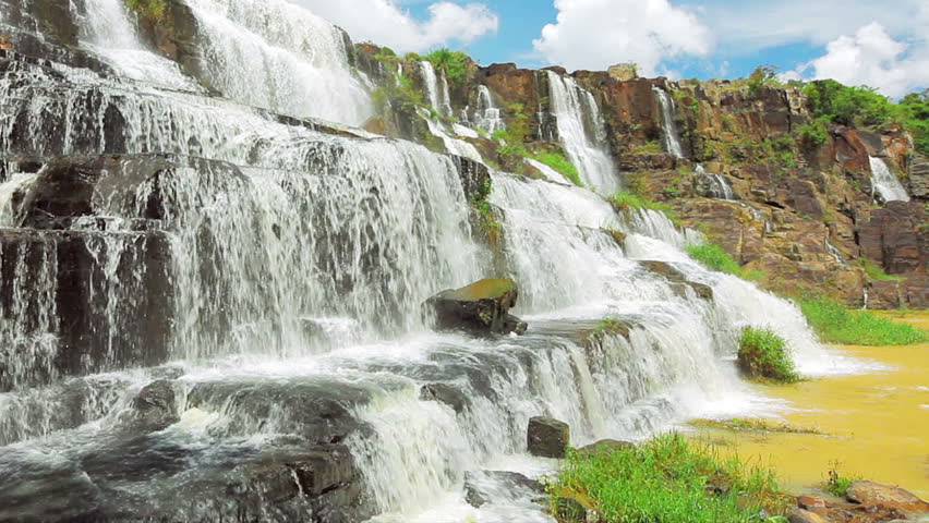 Beautiful Pongour waterfall in Vietnam at sunny day