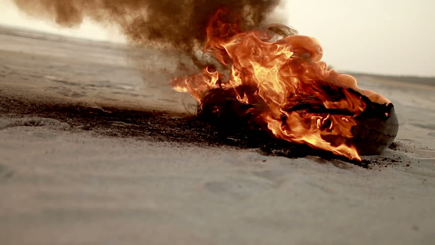 burning wreckage during hostilities
