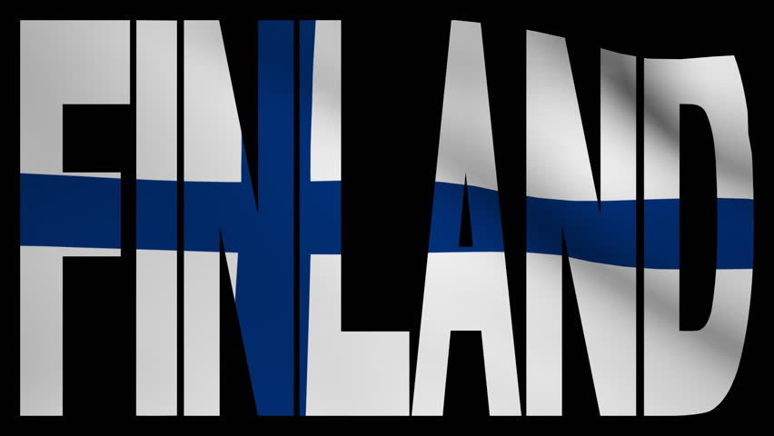 Finland text with fluttering flag animation