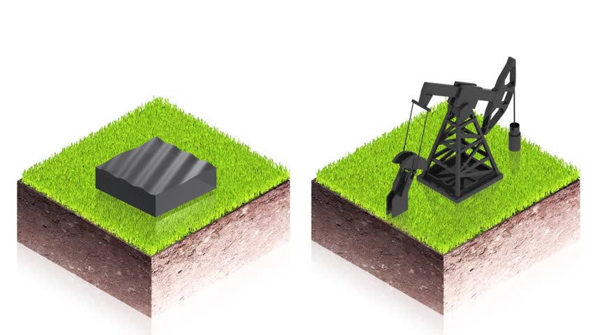 3D animation of oil derrick for use in presentations, manuals, design, etc.