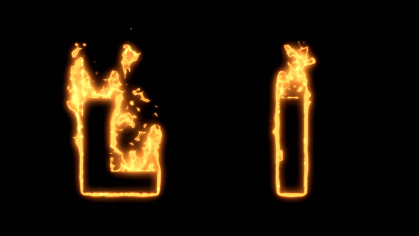 Flaming Alphabet. Upper and lower case L bursting into flames. Part of a series an alphabet, numbers and other characters.
