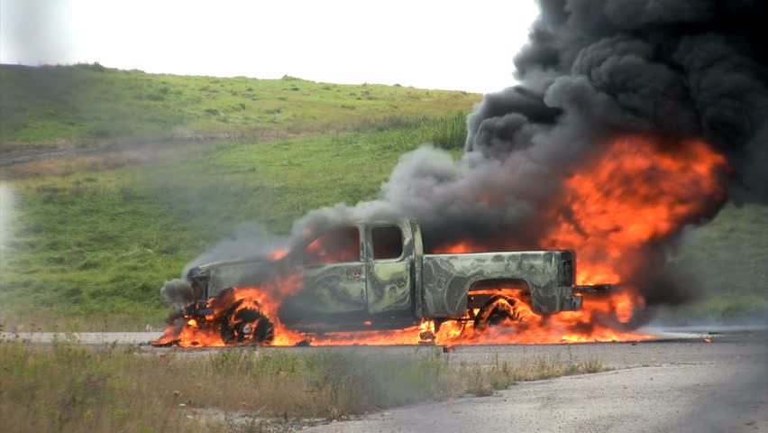 firefighters douse burning truck-1080i