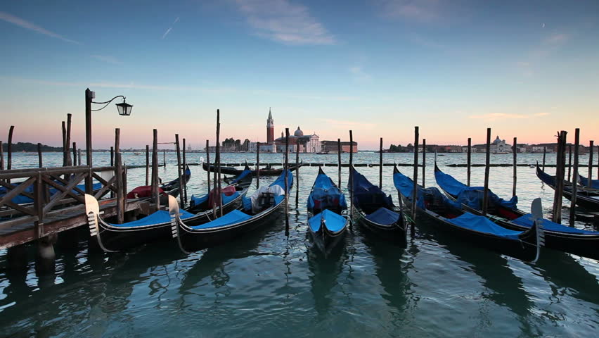 Quay at St Mark's Square with Gondolas and the view to San Giorgio Maggiore Island