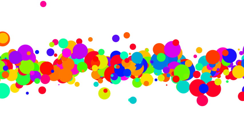Colored dots grow and spread across the middle of the frame. Cheerful and upbeat look.
