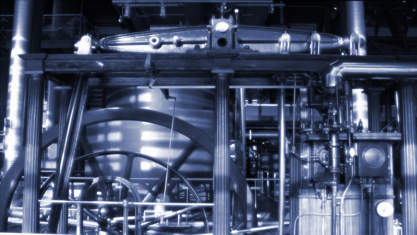 Beam engine stylized to look like old footage.