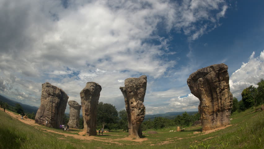 Time lapse of stonehenge of Thailand (Mor Hin khao) at Chaiyaphum province ,Thailand 