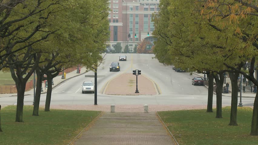 PROVIDENCE, RHODE ISLAND - CIRCA JULY 2010: PROVIDENCE, RHODE ISLAND - JULY 10, 2008: Time-lapse of city traffic on streets of Providence