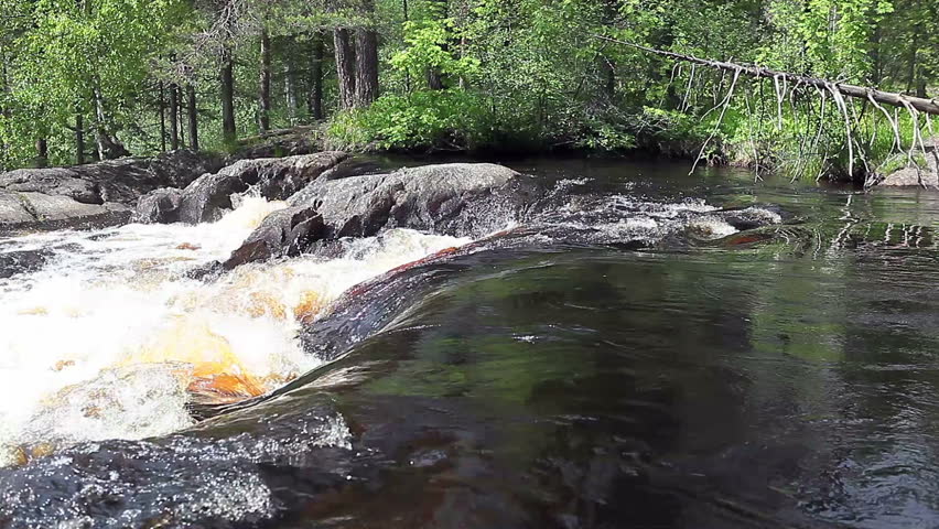 Ruskeala waterfalls - four lowland falls in Sortavala region on the river Tohmajoki in Ruskeala, Karelia, Russia