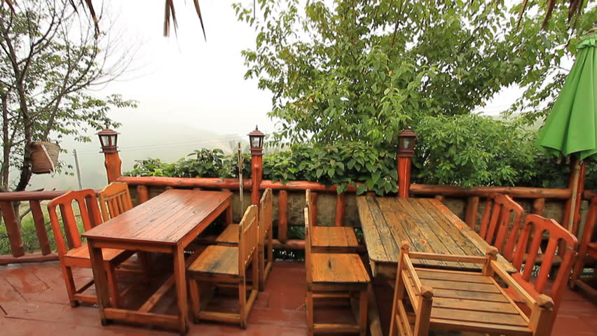 Wooden table in a restaurant.