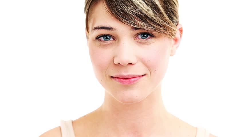 Closeup Portrait of Pretty woman smiling in high definition