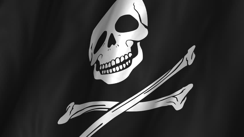 A beautiful satin finish looping flag animation of the Jolly Roger.  A fully digital rendering using the official flag design in a waving, full frame composition.  Animation loops at 10 seconds.  