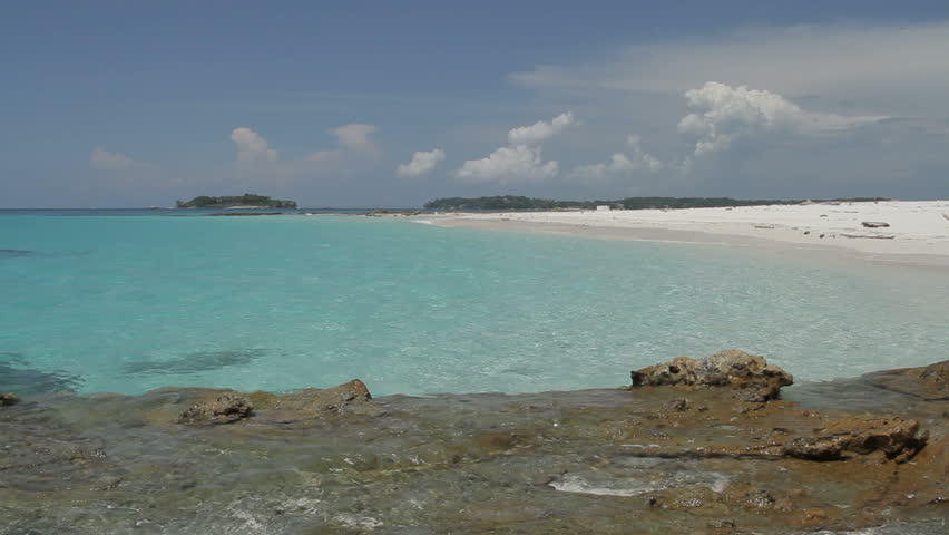 White sandy beach of a tropical island, Las Perlas archipelago, Panama, central America