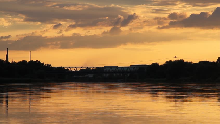 Sunset on the Elbe river in Saxony-Anhalt / Germany in Summer