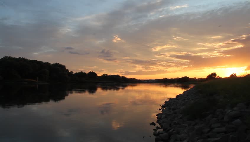 Sunset on the Elbe river in Saxony-Anhalt / Germany