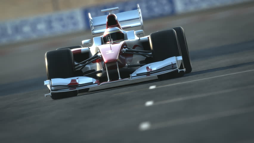 Formula One race car on desert circuit - finish line - high quality 3d animation - visit our portfolio for more