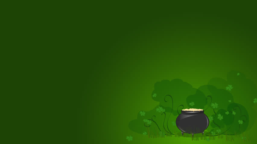 rainbow, shamrock and gold on green background (HDTV version)