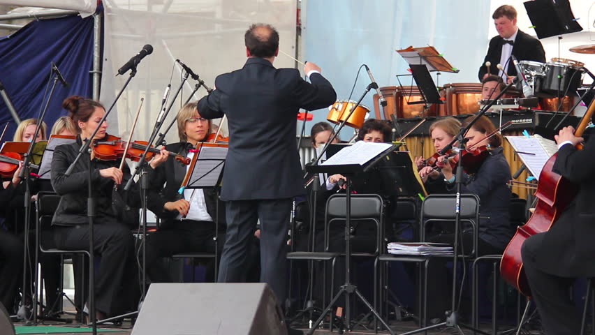 VINNITSA, UKRAINE - MAY 9, 2012: Lviv Symphony Orchestra played on the open stage at the celebration of the Victory Day May 9, 2012 in Vinnitsa, Ukraine