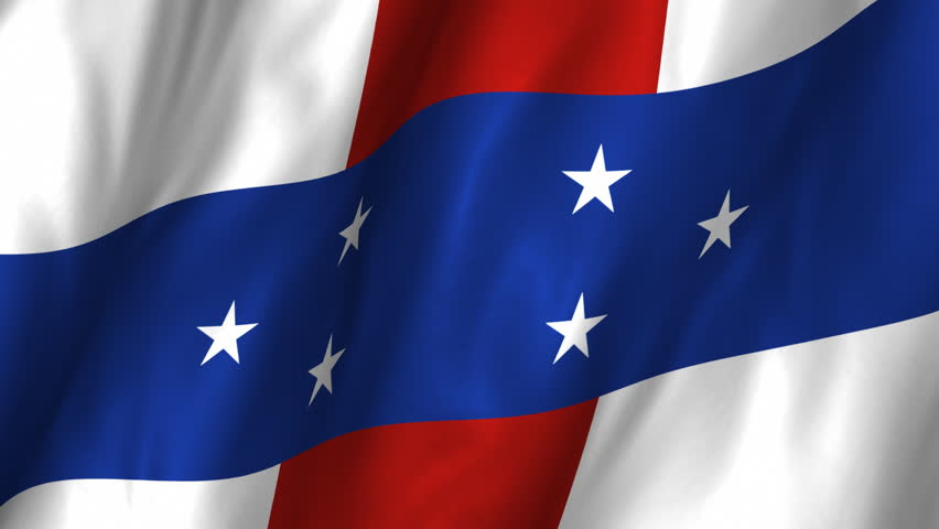 A beautiful satin finish looping flag animation of Netherlands Antilles. A fully digital rendering using the official flag design in a waving, full frame composition. Animation loops at 10 seconds.  