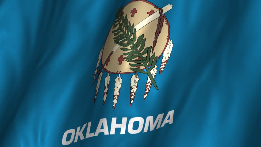 A beautiful satin finish looping flag animation of Oklahoma.   A fully digital rendering using the official flag design in a waving, full frame composition.  The animation loops at 10 seconds.  