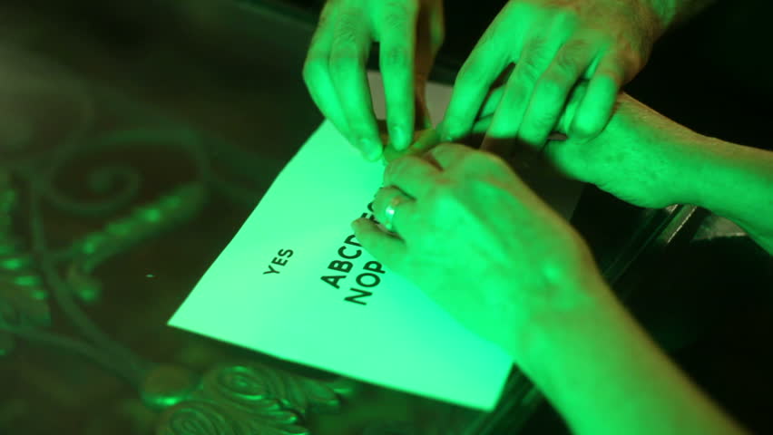 Using an ouji board during a ghost hunting investigation.

Ouiji board  was created by me and contains no copyrighted markings.