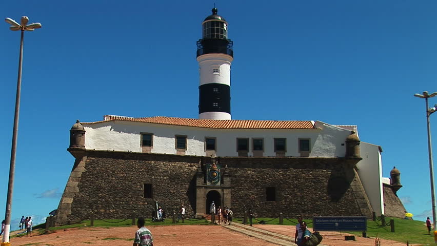 SALVADOR, BRAZIL - April 2008: Landmark site of Barra Lighthouse in Salvador, Bahia, Brazil